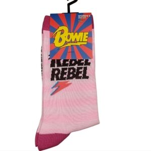 David Bowie Women's Crew Socks Pink Nostalgia Memorabilia Rebel Rebel